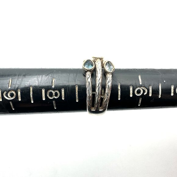 Effy Multi Gemstone BH 925 Sterling Silver 18k Yellow Gold 2 Tone Ring Size 7 - Picture 5 of 5